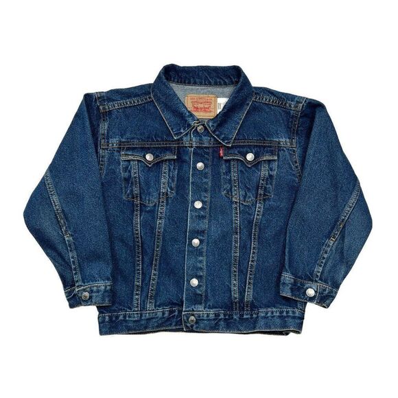 Levi’s Jean Jacket Youth Size 7 Blue Trucker Vintage Button Snap Denim Jacket - Picture 1 of 11